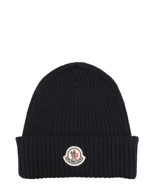 Moncler Шерстяная вязаная шапка с логотипом бренда