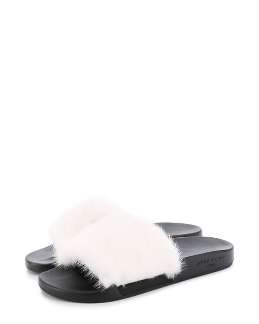 Givenchy Резиновые шлепанцы с отделкой из меха норки