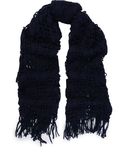 Yohji Yamamoto Шерстяной шарф фактурной вязки с бахромой