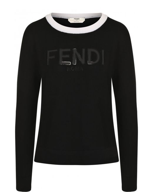 Fendi Хлопковый пуловер с круглым вырезом