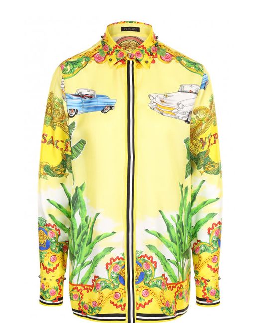 Versace Шелковая блуза прямого кроя с принтом