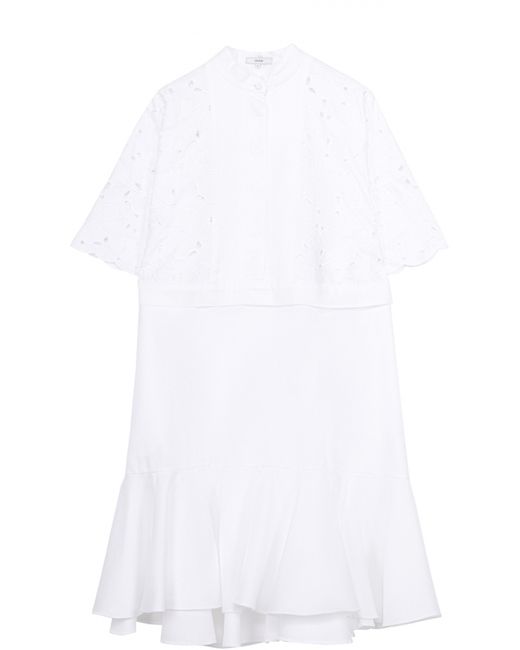 Erdem Платье-рубашка с кружевным лифом и оборкой