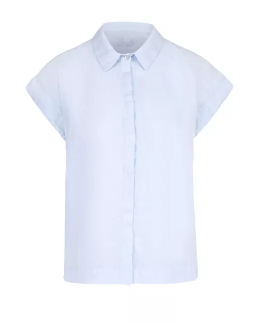 120% Lino Льняная блуза прямого кроя с коротким рукавом