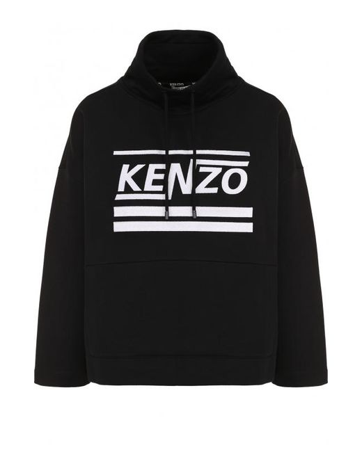 Kenzo Хлопковая толстовка с укороченным рукавом и логотипом бренда