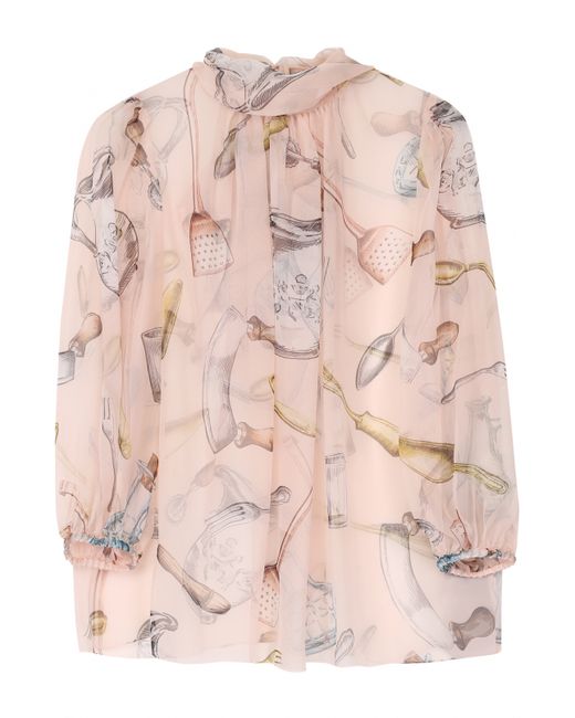Dolce & Gabbana Шелковая полупрозрачная блуза с воротником аскот
