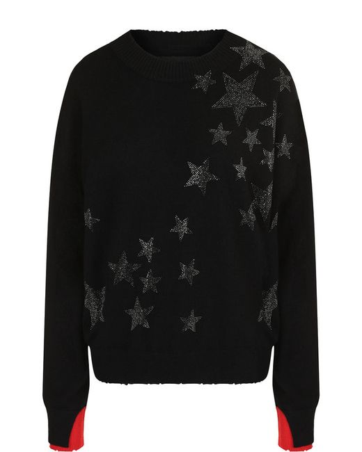 Zadig & Voltaire Кашемировый пуловер с декоративной отделкой в виде звезд