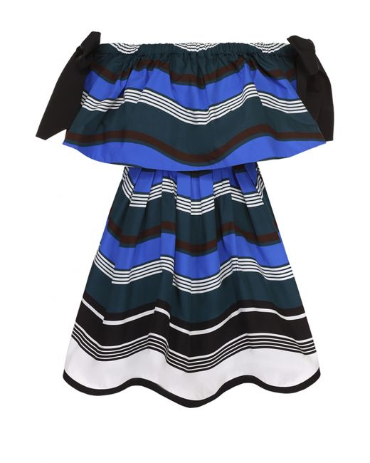 Fendi Приталенное мини-платье с открытыми плечами и контрастными бантами