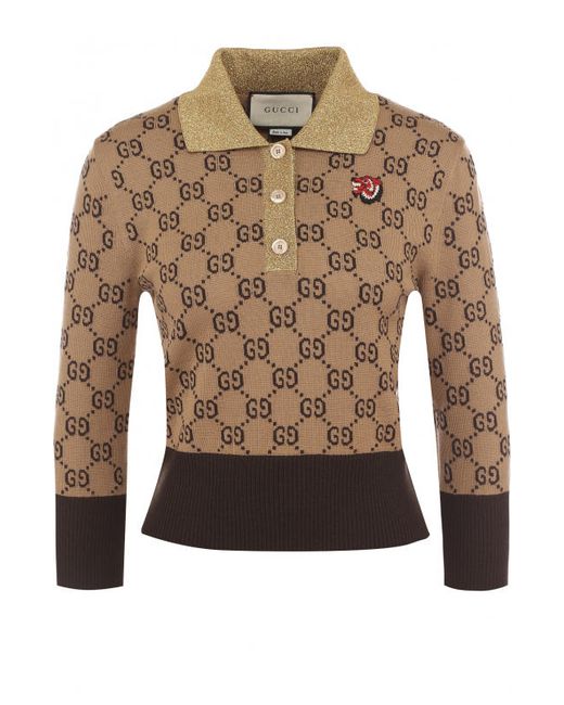 Gucci Пуловер с отложным воротником и укороченным рукавом