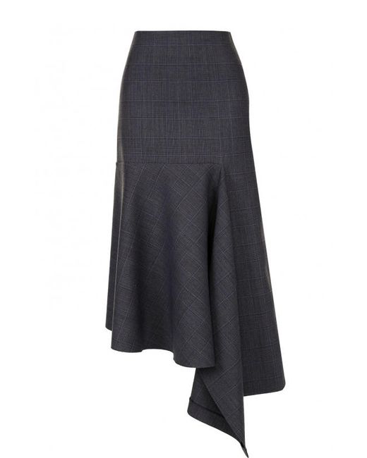Balenciaga Шерстяная юбка-миди асимметричного кроя