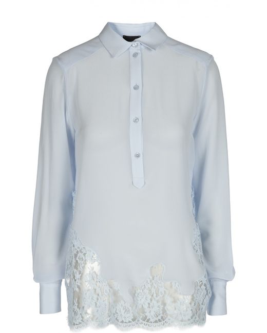 Ermanno By Ermanno Scervino Удлиненная шелковая блуза с кружевной вставкой