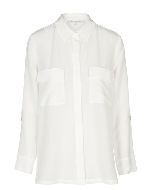 Gerard Darel Прямая шелковая блуза с нашивными карманами