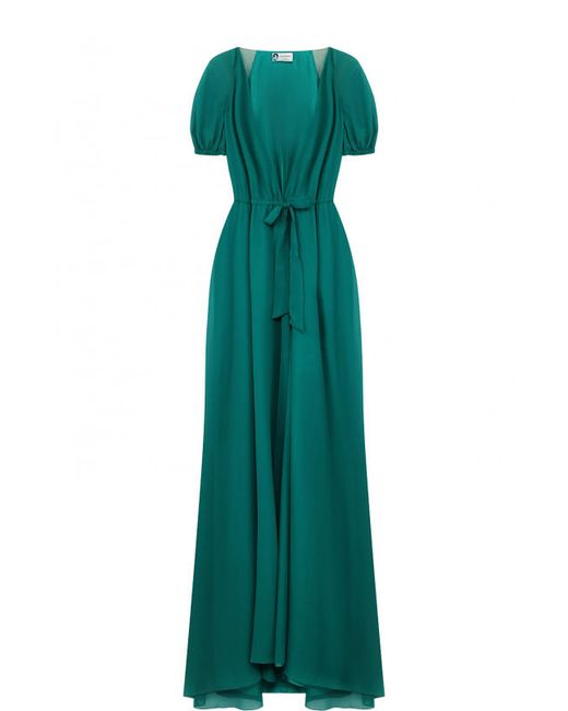 Lanvin Однотонное шелковое платье с V-образным вырезом