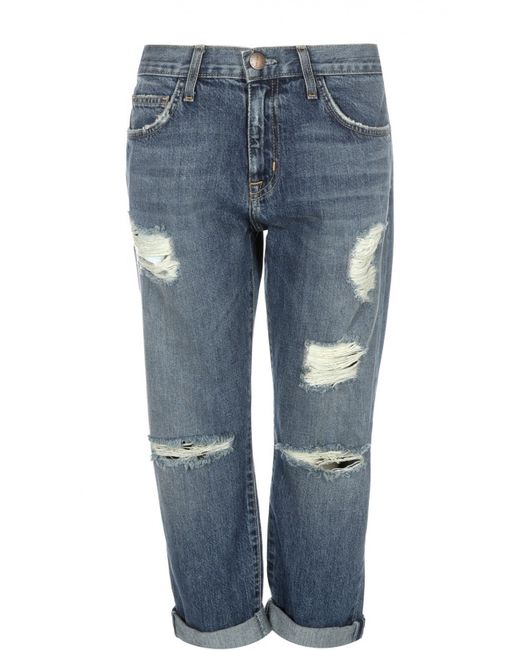 Current/Elliott Прямые джинсы с потертостями и отворотами