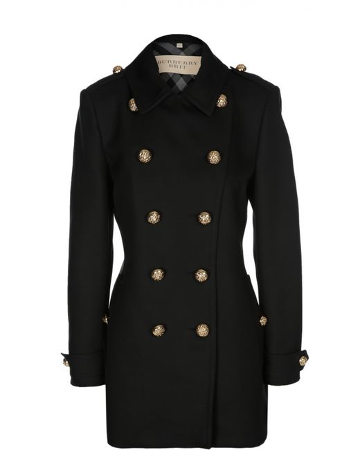 Burberry Brit Двубортное приталенное пальто с декоративной отделкой
