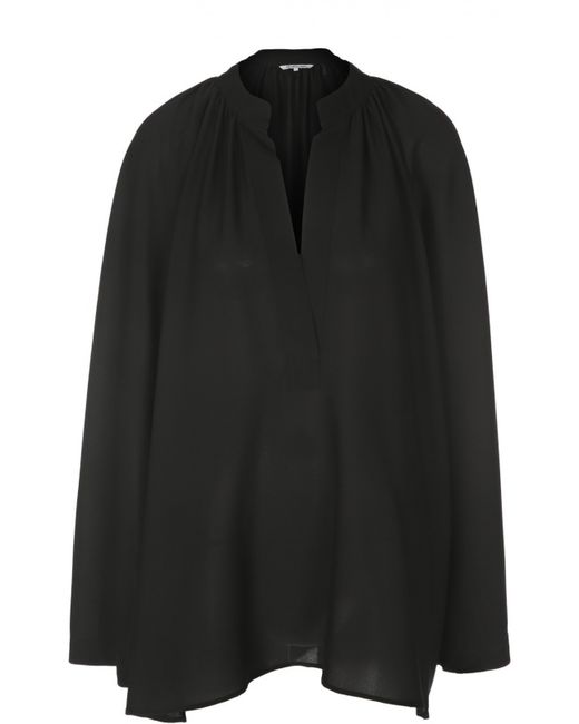 Helmut Lang Шелковая блуза свободного кроя с воротником-стойкой