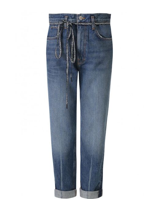 Proenza Schouler Укороченные джинсы с потертостями и завышенной талией