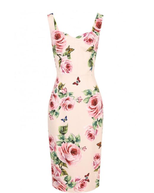 Dolce & Gabbana Приталенное платье-миди с цветочным принтом