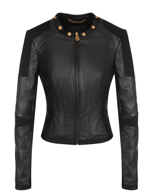 Versace Кожаная куртка с декоративной отделкой