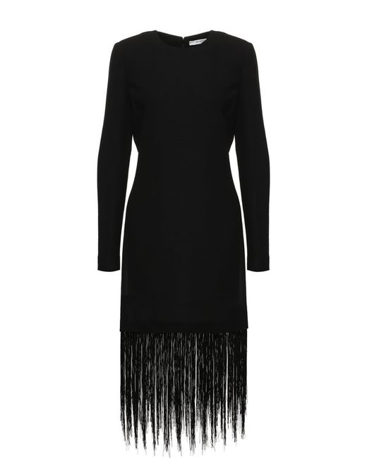 Givenchy Шерстяное платье-миди с бахромой