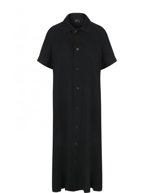 Yohji Yamamoto Однотонное платье-рубашка свободного кроя