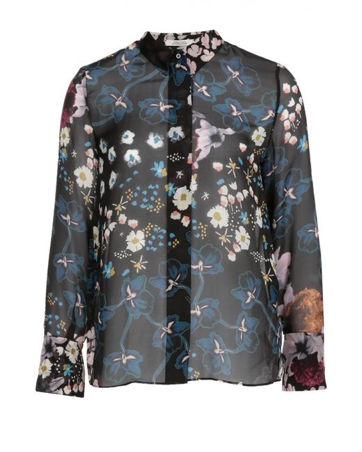 Dorothee Schumacher Шелковая блуза с воротником-стойкой и цветочным принтом