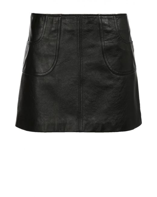 Saint Laurent Кожаная мини-юбка с карманами
