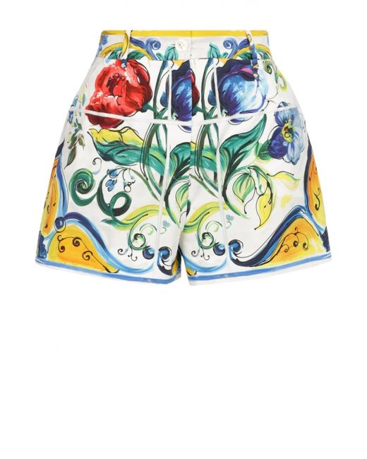 Dolce & Gabbana Мини-шорты с ярким принтом и завышенной талией