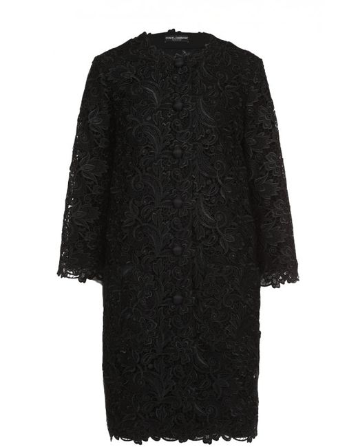 Dolce & Gabbana Кружевное пальто прямого кроя с укороченными рукавами