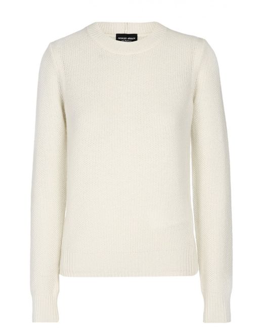 Giorgio Armani Кашемировый пуловер прямого кроя с круглым вырезом