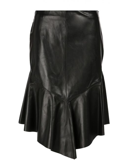 Givenchy Кожаная юбка-миди асимметричного кроя