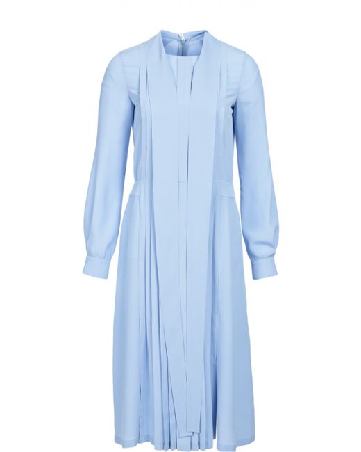 No21 Приталенное платье с воротником аскот и плиссированной юбкой