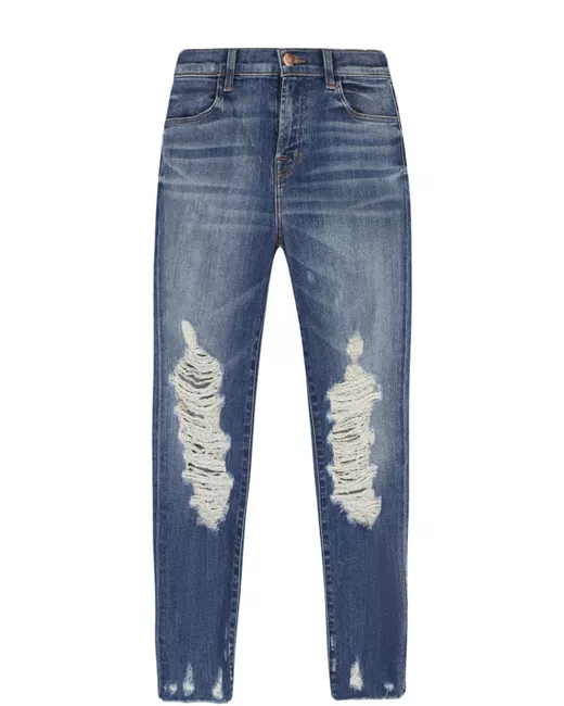 J Brand Укороченные джинсы-скинни с потертостями