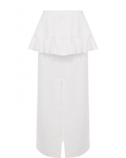 Proenza Schouler Хлопковая юбка-миди с высоким разрезом и оборкой