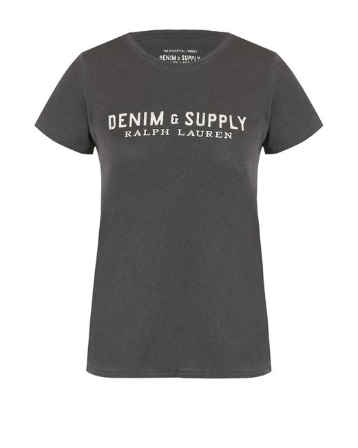 Denim & Supply Ralph Lauren Хлопковая футболка с контрастным логотипом бренда