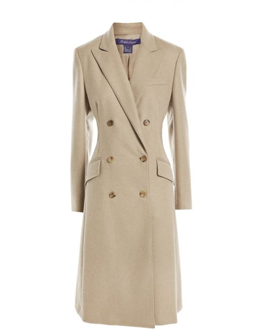 Ralph Lauren Двубортное приталенное пальто с карманами