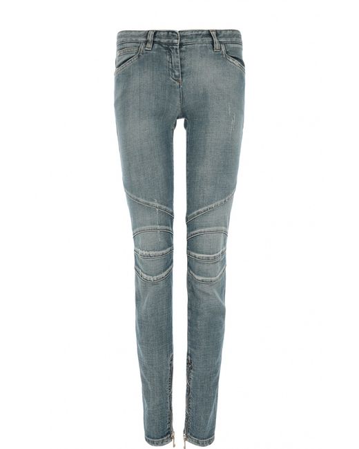 Balmain Байкерские джинсы-скинни с декоративной отделкой