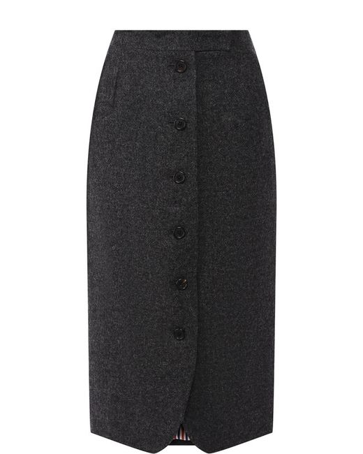 Thom Browne Шерстная юбка-миди на пуговицах