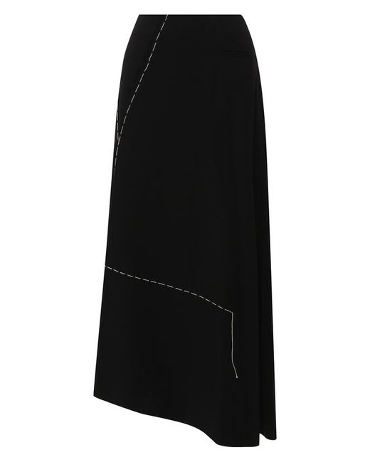 Yohji Yamamoto Шерстяная юбка-миди с контрастной прострочкой