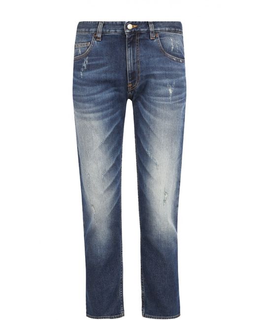 Moschino Укороченные джинсы прямого кроя с потертостями