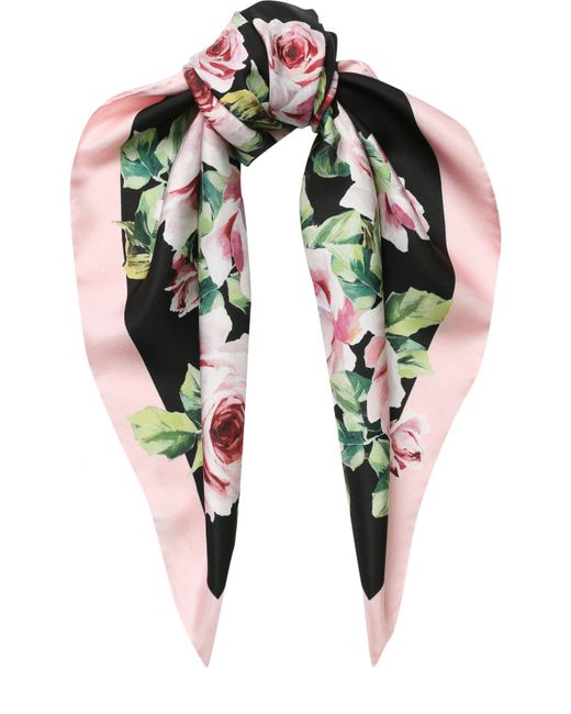Dolce & Gabbana Шелковый платок с цветочным принтом