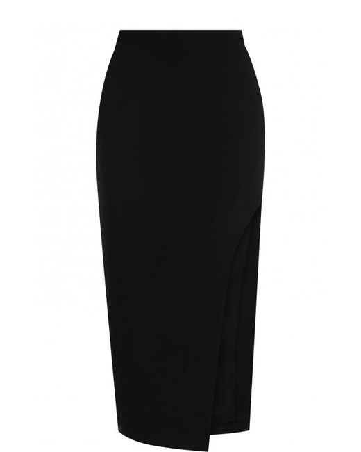 David Koma Однотонная юбка-миди с высоким разрезом