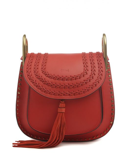 Chloe Кожаная сумка Hudson small с плетением и металлическим декором Chloé