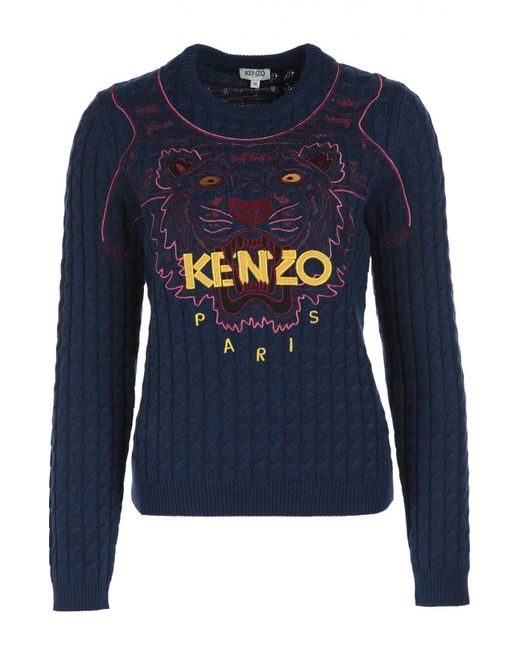 Kenzo Пуловер фактурной вязки с вышивкой