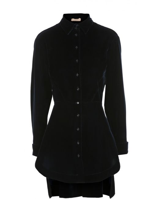 Alaïa Бархатная приталенная блуза с удлиненной спинкой