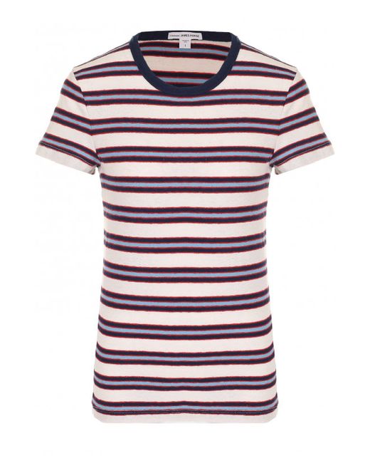 James Perse Хлопковая футболка с круглым вырезом в полоску