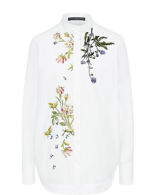 Alexander McQueen Блуза с воротником-стойкой и цветочной вышивкой