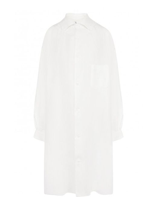 Yohji Yamamoto Однотонная удлиненная блуза с накладным карманом