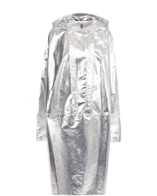 Paco Rabanne Пальто свободного кроя с металлизированной отделкой