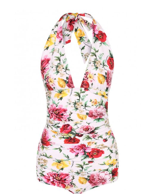 Dolce & Gabbana Слитный купальник с ярким цветочным принтом