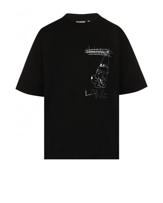 Helmut Lang Хлопковая футболка свободного кроя с принтом